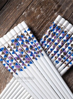 10 pairs / set of new design ceramic rhombic flower golden w