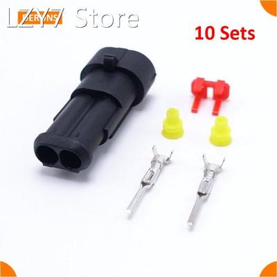 New 10 Sets Male Sealed 2 Pin Auto Connector AMP 282104-1