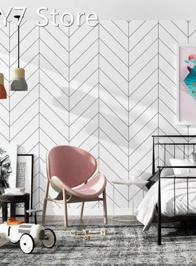 Decoration Maison Nordic Black White Stripes Wall Papers Hom