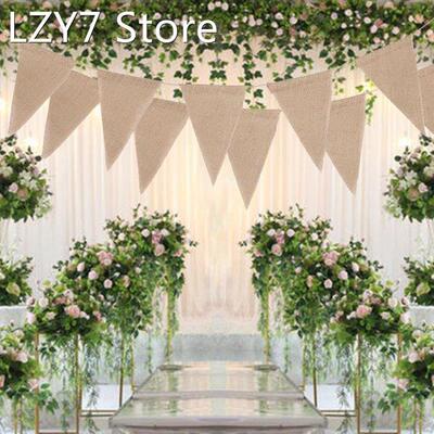 10M 48 Flags Vintage Jute Burlap Bunting Banners Wall Hangin