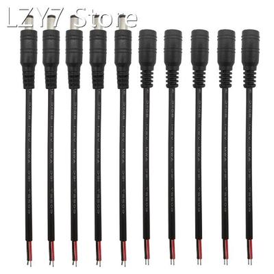 10Pcs 5.5x2.1mm DC Power Male & Female Socket Pigtail Ca