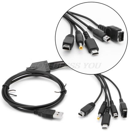 5 in 1 USB Charging Cable Charger For Nintendo GBA SP For WI