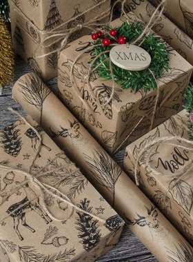 vintage wrapping paper chrismas gift present rap kraft paper