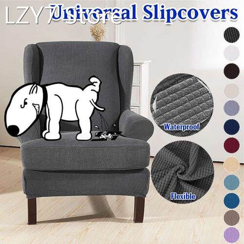 Waterproof Elastic Wingback Armchair Slipcover Wing Chair So