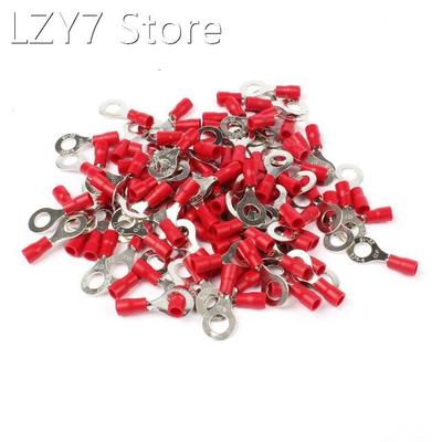 100PCS RV1.25-6 Red 22-16 AWG 0.5-1.5mm2 Insulated Ring Term