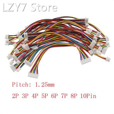 10Pcs/lot 10CM JST Connector Pitch 1.25mm 2P 3P 4P 5P 6P 7 P