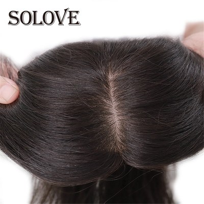 Straight Silk Base Hair Topper Human Hair Toupee for Wo Pure
