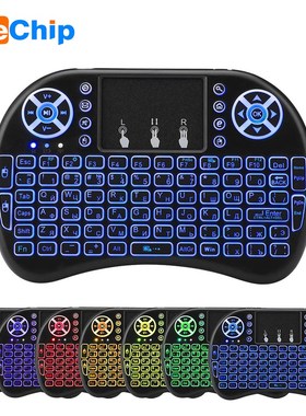 Wechip 7 Color Backlit i8 Mini Wireless Keyboard 2.4GHz Eng