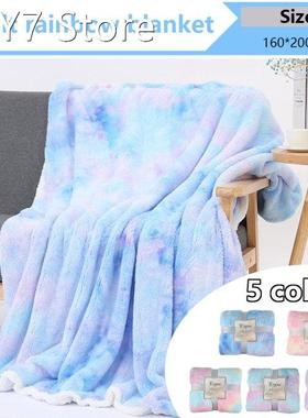 1 Pcs 160x200cm Tie-dye Shaggy Blanket Cotton Velvet Plush S