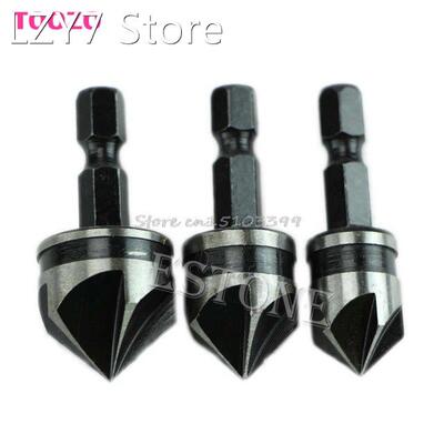 3Pcs 12mm 16mm 19mm Countersink Bore Set 1/4 Hex Shank Wood