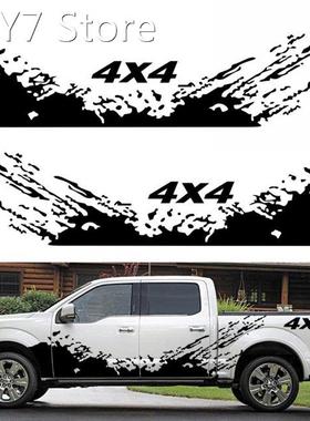 4PCS Car Stickers 4X4 Off Road(40*10cm)+Mountain Graphic Dec