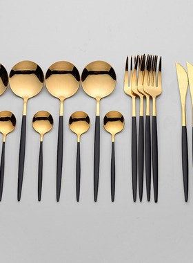 Stainless Steel Tableware Cutlery Complete Black Gold Cutler