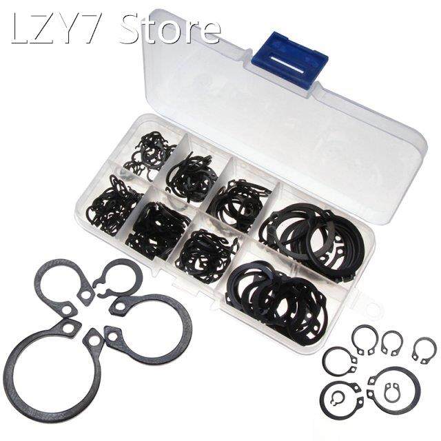 160pcs external retaining black ring set carbon steel m6/m8