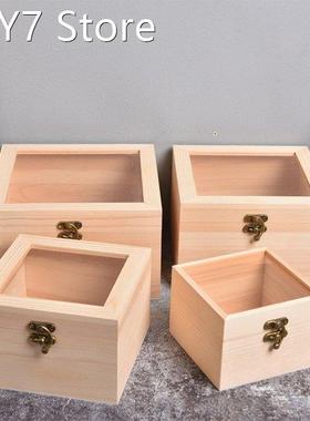 Wooden Storage Box Square Square Hinged Craft Gift Boxes Con