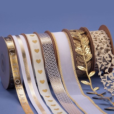 gold ribbon christmas gift present packaging ribbons cake