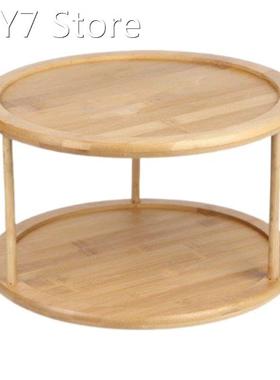 2022 New 2 Tier Turntable Solid Wood Spice Rack Removable Sp