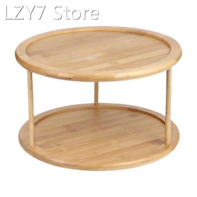 2022 New 2 Tier Turntable Solid Wood Spice Rack Removable Sp