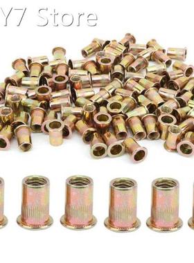 100pcs Rivet Nut Flat Head Vertical Riveting Nut Carbon Stee