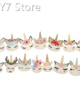 1pcs Planar Resin Cute Unicorn Head Kawaii Resin Cabochons A