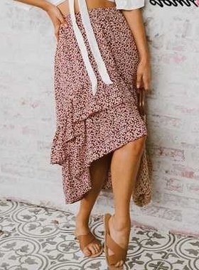 minino Summer Skirts Ruffles Asymmetrical Elegant Midi Skirt