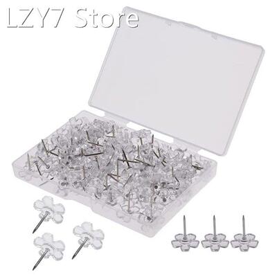 100 Pcs Creative Clear Flower Pushpins Set Paper Photo Memo