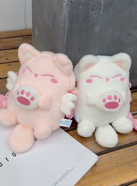 Super cute cat plush messenger bag sweet and soft girl hair