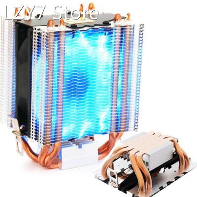 12.4x9.2x7.2cm ALLOYSEED Blue LED CPU Cooler Fan 3pin CPU Co