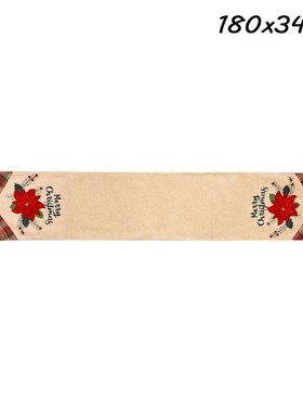 LAPHIL Christmas Linen Table Runner Xmas Tree Flower Table M