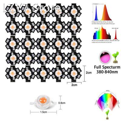 100pcs/lot 3W 45mil 380nm-840nm 3.2-3.6v 700mA Full Spectrum