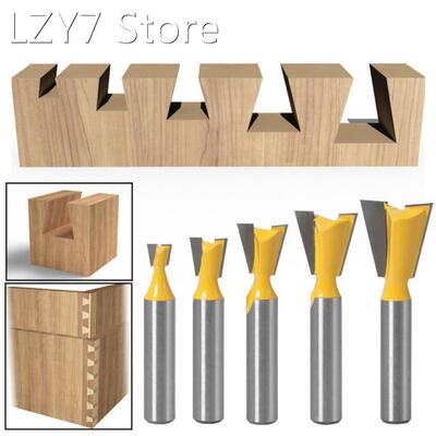 1/5PCS 8MM Shank Dovetail Joint Router Bits Set 14 Degree Wo