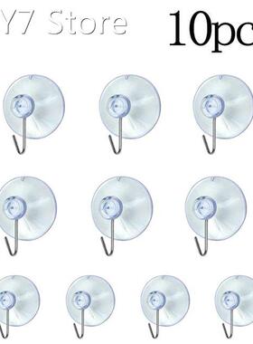10pcs Suction Cup Hooks Transparent Sucker Hooks Clothes Coa