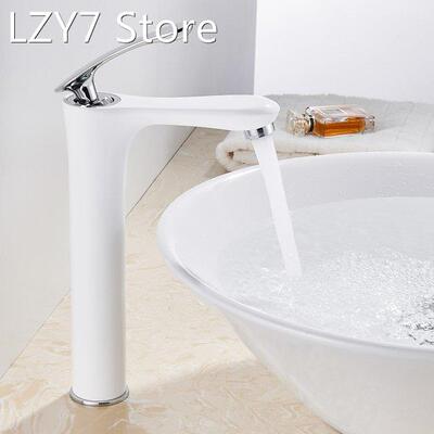 Bathroom Basin Faucets Brass Casting White Baking Paint Cera
