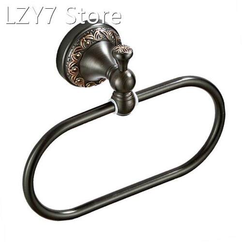 Retro Copper Towel Ring Oval Towel Rack Hook Modern Wall Han