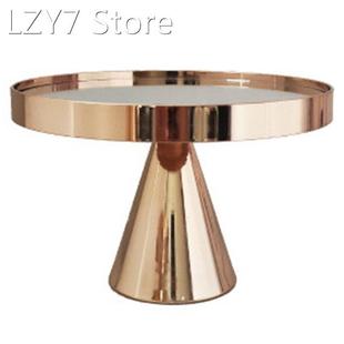 Gold Cake Stand Mirror Top Round Ornate Metal Plateau Riser