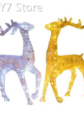 40cm Led Glowing Reindeer Ornament Wrought Iron Deer Pulll C