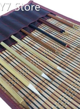 1set (10pcs Brush +1pc Pen Curtain) Chinese Bamboo Calligrap