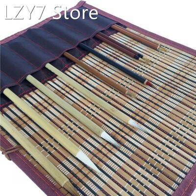 1set (10pcs Brush +1pc Pen Curtain) Chinese Bamboo Calligrap