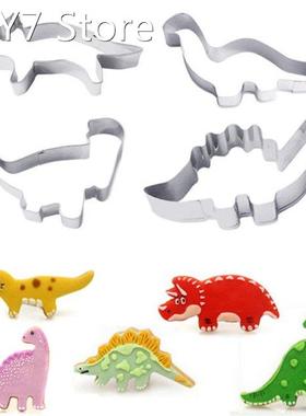 4 Teile/satz Silber Edelstahl Dinosaurier Tier Fondant Kuche