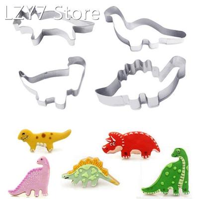 4 Teile/satz Silber Edelstahl Dinosaurier Tier Fondant Kuche