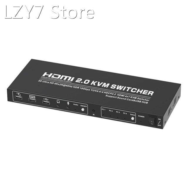 HDMI KVM Switcher HDMI 4 Port 4K@60Hz USB KVM Switcher Box W