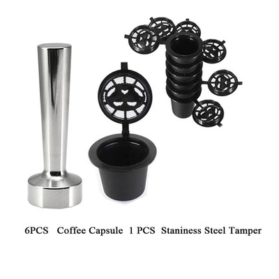 6PC/Set Reusable Nespresso Coffee Capsules  With Spoon Brush