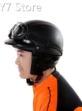 PU Leather Motorcycle Helmets Bike Bicycle Helmets Open Half