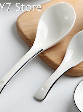 White Dinnerware Set Porcelain Spoon Bowl Plate for Home Use