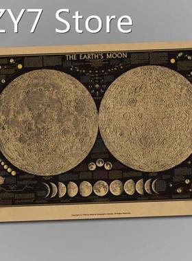 Retro National Geographic Map of The Earth's Moon Large
