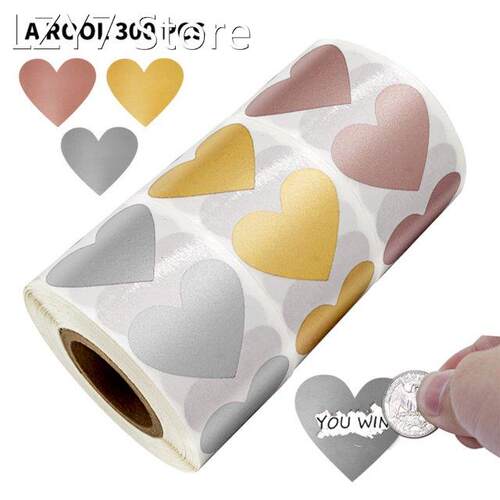 300Pcs Love Heart Shape Scratch Off Stickers Secret Code Cov
