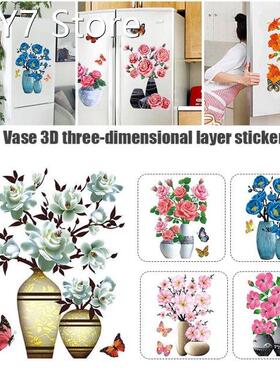 DIY Plant Vase 3D Stereo Stickers Self-Adhesive Wall Refrige
