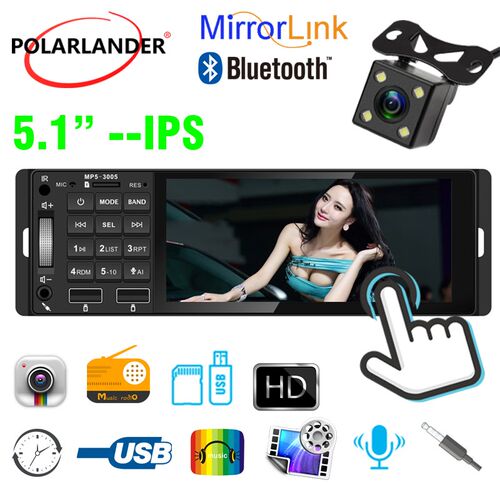 5.1 Inch 1 Din  MP5 Car Radio USB  Hands-free Call 12V Color