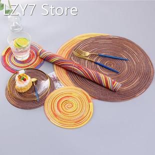 Placemats For Dining Table Set Of 4 Braided Round Heat-resis