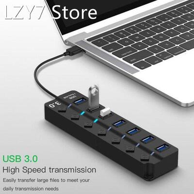 Powered USB 3.0 Hub 4 7 Port High Speed USB Data Hub Splitte