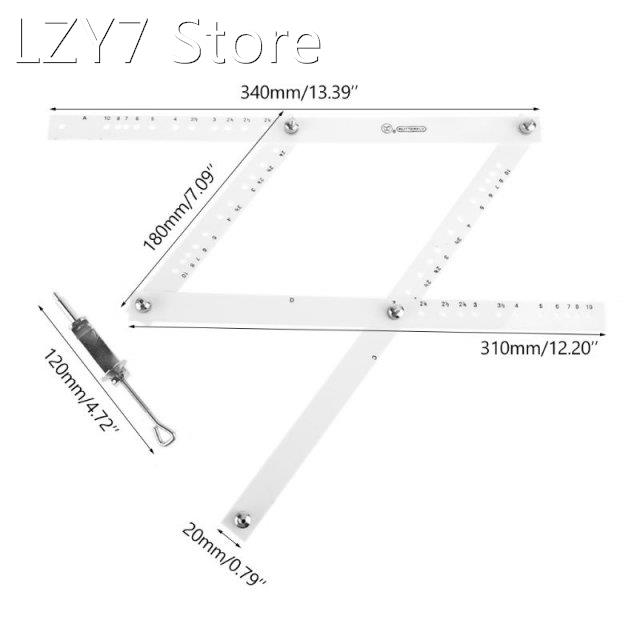 34cm Scale Drawing Ruler Artist Pantograph Folding Ruler Red